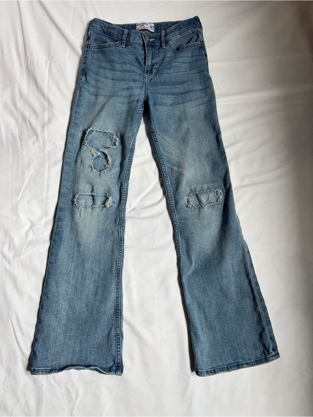 abercrombie kids High Rise Flare Distressed Jeans Size 13/14